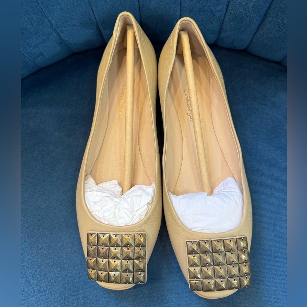 Talbots Studded Ballet Flats Beige Tan Size 5.5 New